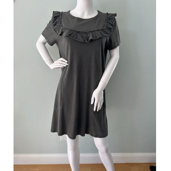 Clare V. Charlotte Ruffle Tshirt Dress Faded Grey size Medium - Picture 7 of 12